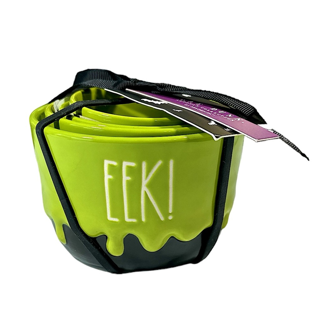 NEW Rae Dunn Green Drip HALLOWEEN EEK! BOO! SHRIEK! AHH! Measuring Cup Set/4